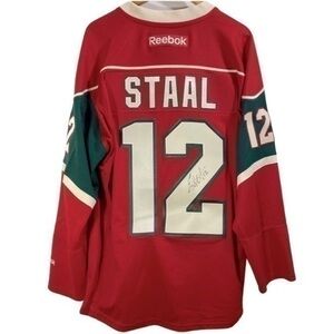 Reebok Eric Staal Signed Minnesota Wild  Jersey NHL Goal Score size L